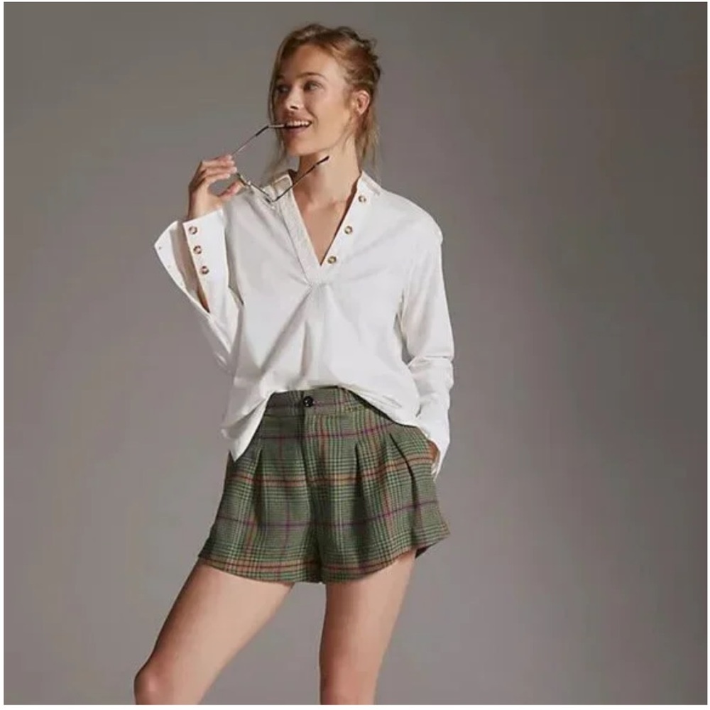 By Anthropologie Henley Popover Shirt Maeve White S